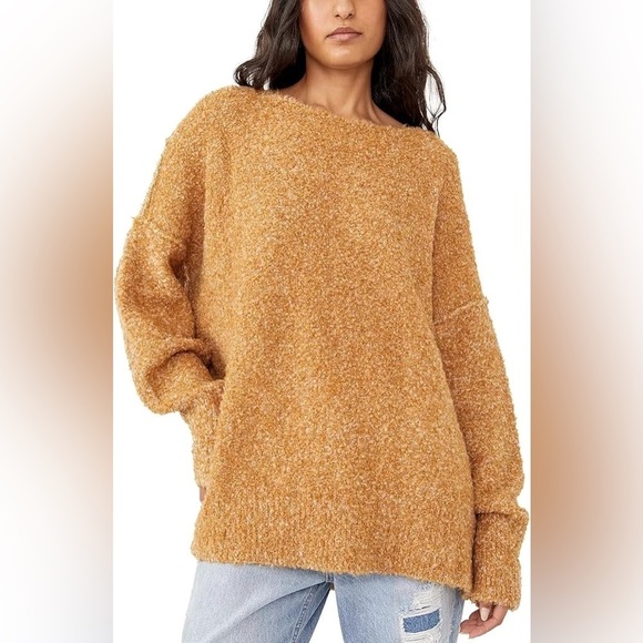 Free People Women's Moira Wool-Blend Slouchy Tunic Sweater Honeycomb XSmall